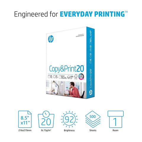 Top Shelf Copy Paper 8.5 X 11 Inches Standard Size 20 Lb Weight 500 Sheet Case Bundle 92 Brightness Rating packaging image