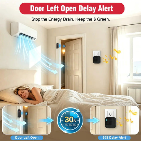 Smart Door Chime Alarm For Home And Office, Instant Door Open Alerts To Your Phone, No Brainer Setup, Great For Kids Safety And Dementia Care, 20 Chimes, 5 Volume Levels, 2.4GHz Connection, Reliable Wireless Security. Door open delay alert in bedroom