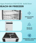 Heavy-Duty Commercial One-Door Reach-In Freezer Featuring Slick Silver Stainless Steel Build And Heavy-Gauge Adjustable Wire Bins, Legit 23-Cubic Feet Zero Frost Capacity, open interior with adjustable wire shelves.