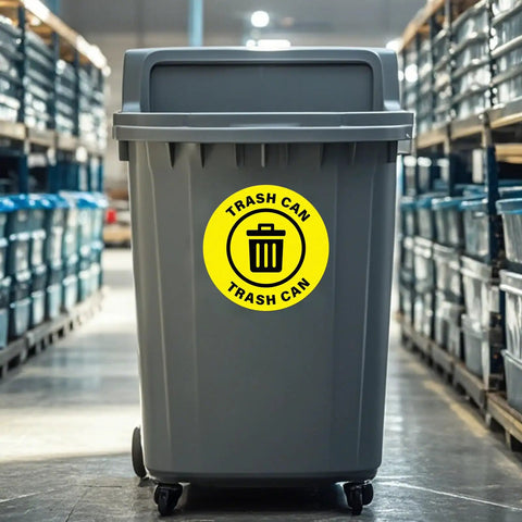 5 Pack 17 By 17 Inch Self Adhesive Trash Can Sign For Industrial And Office Spaces Caution Safety Vinyl Waterproof Signage