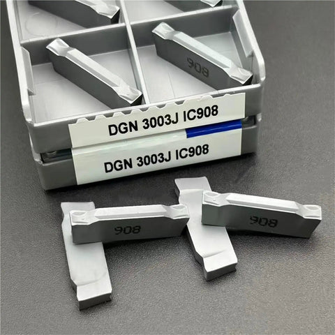 Pro Grade Carbide Turning Inserts 3Mm Grooving Tool Set For CNC Lathe, 10 Pack, DGN3003J DGN3003C DGN2002J DGN2002C IC908 in packaging