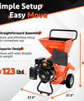 3 In 1 Wood Chipper Shredder Mulcher For Yard Cleanup Gas Powered 7 HP 212cc Beast Of A Heavy Duty Machine with size dimensions