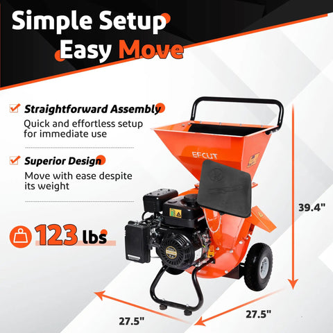 3 In 1 Wood Chipper Shredder Mulcher For Yard Cleanup Gas Powered 7 HP 212cc Beast Of A Heavy Duty Machine with size dimensions