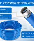 Shop Air Line Kit 100 Ft 1/2 Inch For Garage Rapid Air System With Durable HDPE Aluminum Piping Leak Proof And Easy To Install Includes Fittings Valves Clips And Accessories.