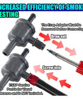 Front view: ZIMISI EVAP service port adapter kit with gray plastic connectors, threaded metal adapter and red-handled tool.