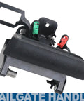 Heavy Duty Locking Tailgate Handle Latch Kit With Trim Bezel And Lock Cylinder showing assembly details for quick direct swap.