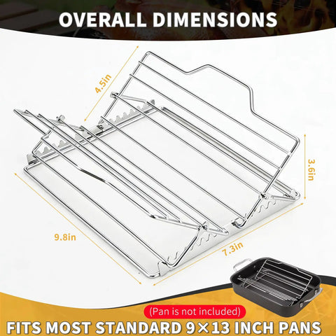 Stainless Steel Roasting Rack For 9x13 Inch Pan With V Shaped Design Adjustable Turkey Rack Keeps Food Elevated For Better Airflow