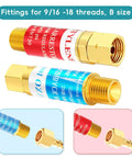 Oxygen And Acetylene Flashback Arrestor Set For Regulators with 9/16-18 threads B size brass check valve in red and blue