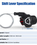 Shift Lever For 22.2 Mm Handlebar Black Dope 6 Speed Bike Shifter For Mountain Hybrid And Cruiser Bikes 2.54 Inch Length