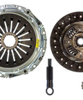 Heavy Duty Stage One Organic Clutch Kit For 2008 To 2015 Mitsubishi Lancer 2 Liter Four Banger Engine components laid out.