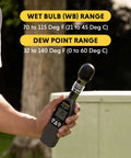 Handheld Heat Stress Monitor With WBGT Globe Temperature And Humidity Readouts For On Job Sites And Gyms in use outdoors