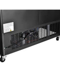 Kickass Commercial Merchandiser Refrigerator Delivering Rock Solid 45 Cubic Foot Storage With Eight Roomy Shelves For Chill Beverage Display At Bars Restaurants Or Retail Spaces Back view showing ventilation and electrical cord.