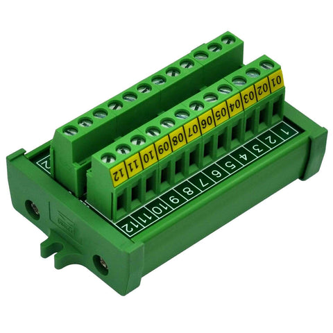 Durable Screw Mount Terminal Block Distribution Module, 12 Positions, 24A Per Position, 400V Rating, 5.0 mm Pitch, 7 mm Strip Length