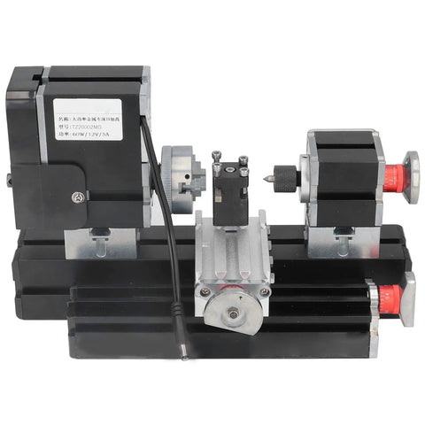 Badass Precision Desktop Mini Lathe Kit Featuring Quick Change Drill Chuck And Smooth Running 12 Volt Dc Motor At 12000 Rpm Ironclad Stable Base Gear Set For Serious Hobbyist Metalworking Us Plug showing compact metal lathe setup.