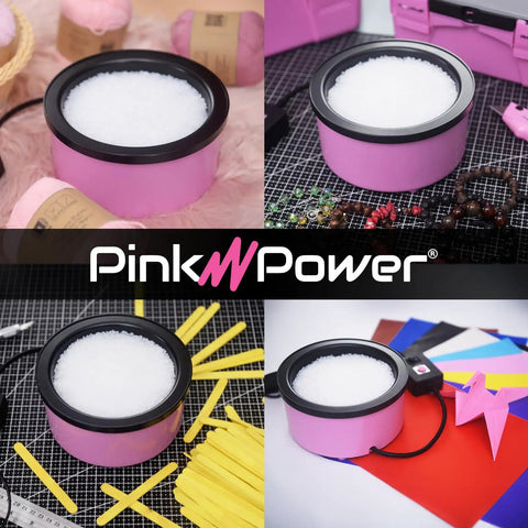 Electric Hot Glue Pot With Adjustable Temp Melts Pellets And Sticks In One Smooth Pass In This Lightweight Craft Skillet with pink color.