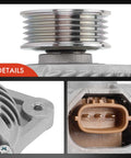 Beefy 110 Amp Alternator Replacement For Subaru Forester 2011-2013 Impreza 2011-2014 WRX, showing details of the 5-groove pulley and connector