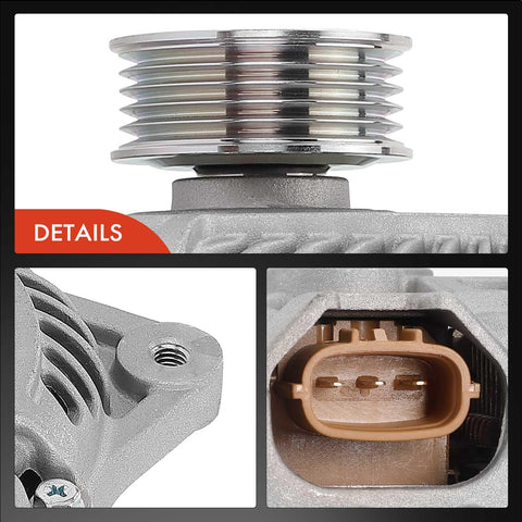 Beefy 110 Amp Alternator Replacement For Subaru Forester 2011-2013 Impreza 2011-2014 WRX, showing details of the 5-groove pulley and connector