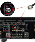 Back view of audio receiver with coaxial cable for Magnetic Base FM Antenna For Indoor Home Stereo Receivers With Bluetooth That Actually Boosts FM Radio Reception Compatible With Pioneer Onkyo Yamaha Marantz Sherwood Tuner And AV Systems Easy Install Digital HD Radio.