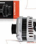 Alternator Replacement For Ford Escape 2008 Mercury Mariner 2008 And Mazda Tribute 2008 With V6 3.0L Engine 12V 150A Clockwise Rotation 6 Groove Pulley Easy Fit For Dependable Electrical Charging Ready To Roll On The Road, front view with box.