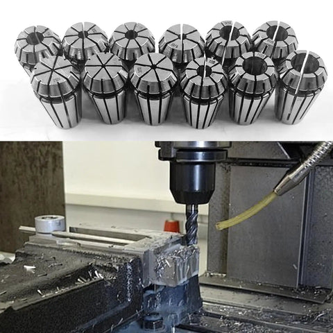 12Pcs ER-16 Collet Set for CNC Milling and Turning Tools 1/32 to 3/8 Inch Beefy Durable Spring Collets with carbon steel