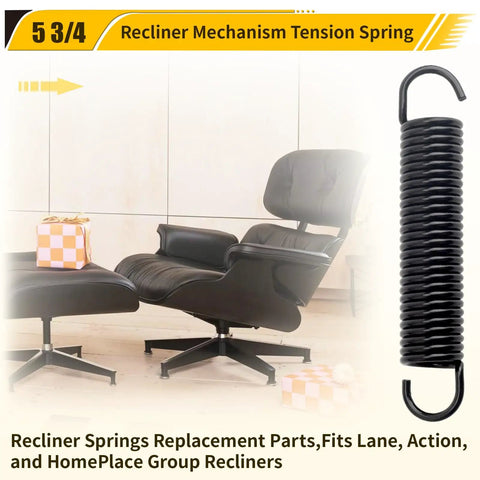 Premium Five Point Seven Five Inch Recliner Mechanism Extension Springs Replacement For Lane Action Homeplace Furniture Solid Steel Twenty Nine Coil Build Rugged Design To Bring Your Favorite Couch New Life Quick No Sweat Weekend Project Fix next to stylish recliner in modern living room.