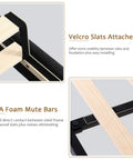Close-up of Velcro slats and EVA foam mute bars on Queen Size Platform Bed Frame With Button Tufted Wingback Headboard, Black Upholstered Bedroom Staple.