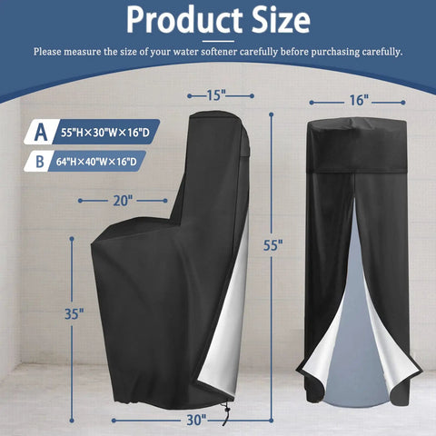 Water Softener Cover 600D Waterproof Oxford Cloth Built Tough Outdoor All Weather Protection Grey 64in H x 40in W x 16in D