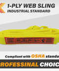 One Inch Webbing Sling Six Foot Lifting Straps Two Pack Heavy Duty Rigging Gear shown folded with safety label visible