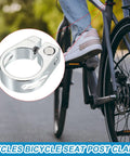 28.6mm Aluminum Bike Seat Post Clamp Quick Release for Mountain, Road, Track, and Folding Bikes shown with cyclist leg