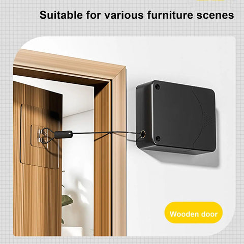 Automatic Retractable Screen Door Closer With 2.65 Lbs Closing Force Anti Slam Steel Cable on wooden door frame