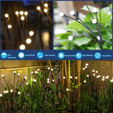 Six Pack Solar Garden Lights With Swaying Wind Powered Motion Warm White Outdoor Yard Pathway Patio Decoration