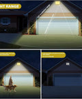 JUDYSSY Security Lights Induction Led Flood Light with Adjustable Pir Sensor, Warm,150W, Nature-10W showing 120° irradiation range and sensor features.