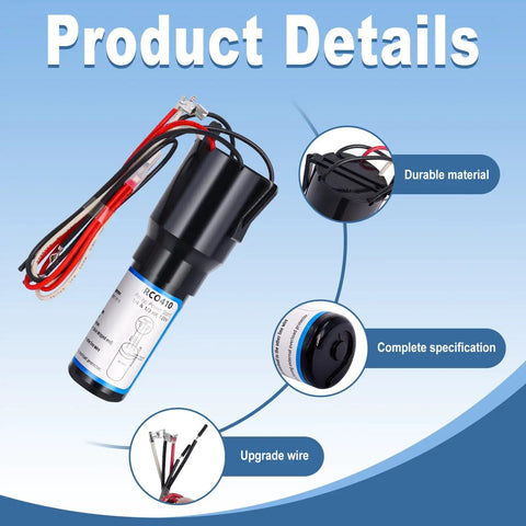 Three In One Hard Start Capacitor Kit For Refrigerators And Freezers 115V with labeled features and components