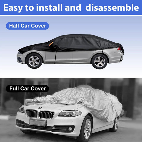 Half Car Cover For SUVs With Cotton Liner Hail Protector Sunroof And Windshield Cover All Season Weatherproof Vehicle Shield Fits Large SUV L