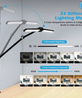 Double Head LED Desk Lamp For Home Office With Auto Dimming And Timer, 24W Bright Architect Task Light, Dimmable With 25 Lighting Modes