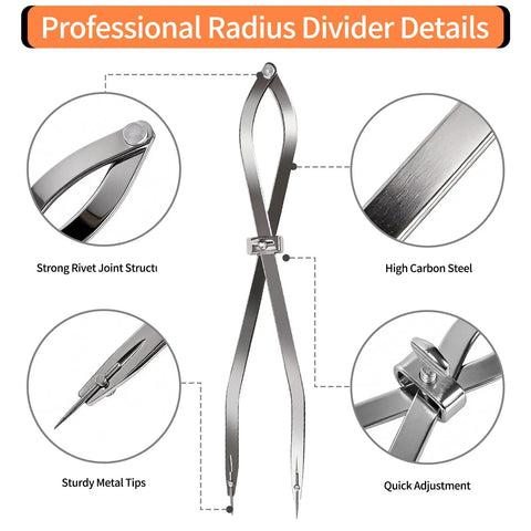 Heavy Duty Radius Divider Tool 12 Inch Scriber for Sheet Metal Fabrication with strong rivet joint and high carbon steel