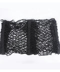Three Pocket Trunk Cargo Net Made For Tesla Cybertruck 2024 Plus black mesh net displaying three compartments for storage.
