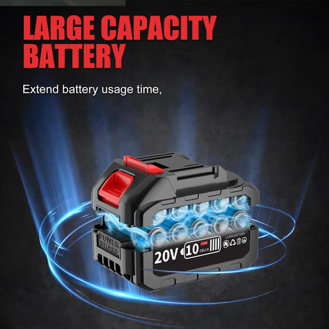 Heavy Duty Cordless Impact Wrench One Half Inch Brushless Motor Handles Rusted Bolts No Sweat Generates 320 Ft Lbs Torque With Dual 4 Ah Batteries And Quick Charger For Auto And Diy Upgrades large capacity 20V battery with 10 cells