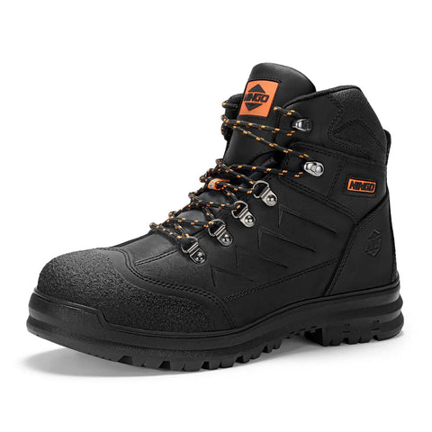 Men's Steel Toe Work Boots Full Grain Leather With Oil And Slip Resistant Puncture Proof Construction Breathable Lining for industrial jobs