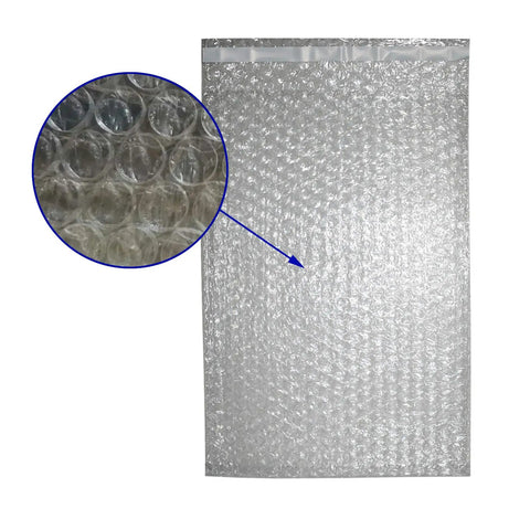 Self Sealing Bubble Out Bags 8x12 Inch For Moving, Shipping, And Storage Double Sided Cushioning Pouches with close-up of bubbles