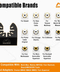 Heavy Duty Oscillating Multitool Blade Kit compatible brands list and adapter requirements shown with Merryland logo