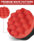 Red wave pattern of Two Pack Large Tire Shine Applicator Pads with Hex Grip for Even Coats of Tire Shine