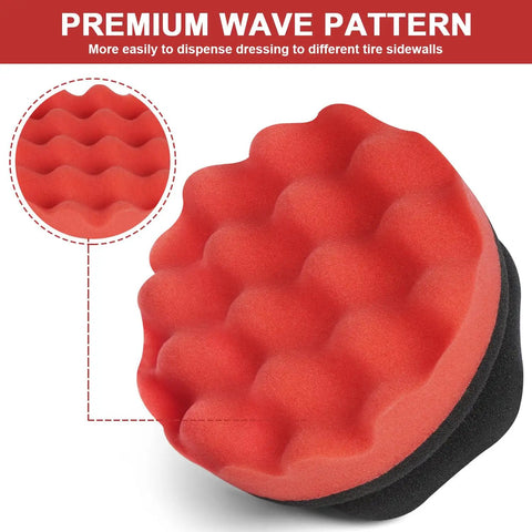 Red wave pattern of Two Pack Large Tire Shine Applicator Pads with Hex Grip for Even Coats of Tire Shine