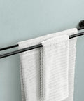 24 Inch Modern Double Towel Bar In Matte Black For A Sleek Bathroom Upgrade That Keeps Towels At Hand, Adds A Clean Industrial Look To Your Space
