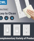 Jumbo Decorator Wall Plate Six Pack Oversized 1 Gang White Outlet Covers 3.5 By 5.5 Inches with gloss finish, easy to clean