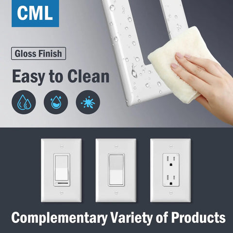Jumbo Decorator Wall Plate Six Pack Oversized 1 Gang White Outlet Covers 3.5 By 5.5 Inches with gloss finish, easy to clean