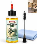 2 Oz Sewing Machine Oil Kit With Precision Applicator, Cleaning Brush, And Cloth For Smooth, Quiet Lubrication That Works Like A Charm In Home Sewing, Craft Rooms, And Studio Spaces. 2 oz bottle, brush, cloth