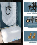Oil Rubbed Bronze Shower Faucet Set With Hand Sprayer And Tub Spout 12 Inch Extension Tube Included 8 Inch Rainfall Shower Head Fixture Wall Mount Triple Function With Two Cross Knobs displaying water flow and hardware details.