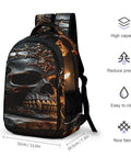 Ornate Dark Royal Skull Printed Unisex Backpack With Large Capacity, Durable Polyester, Breathable Comfort, Easy To Clean, Smooth Zipper