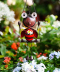 Solar Powered Ladybug Swing Garden Decor Waterproof Metal Hanging Lights For Outdoor Patio Balcony Pathway Lawn Yard Cute Ladybug Ornament With Lit Nighttime Glow